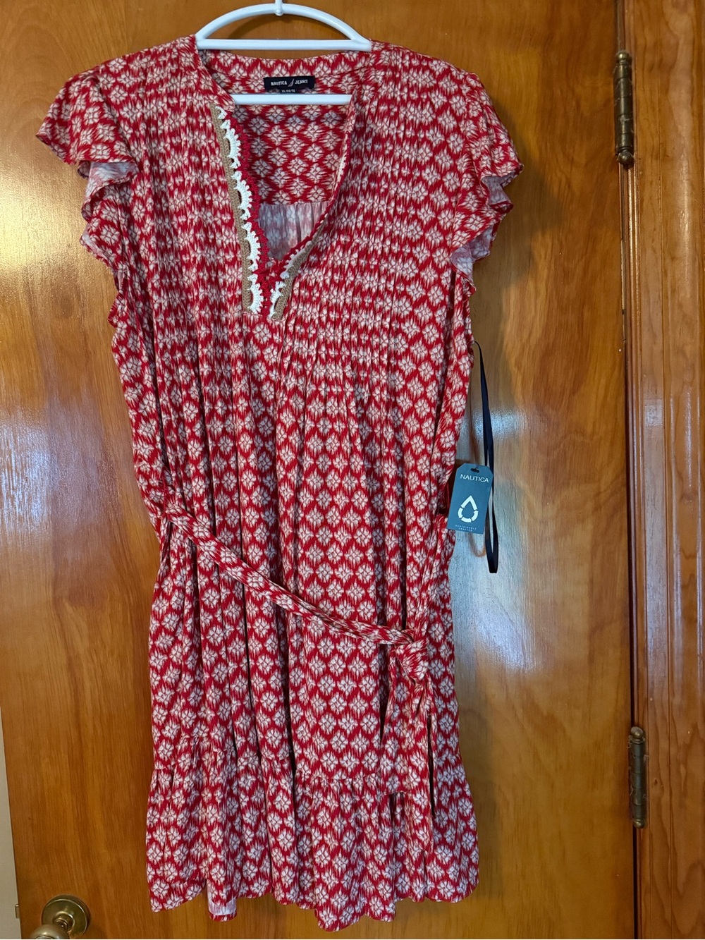 NWT - Nautica Jeans cap sleeve dress
Red and White Size XL